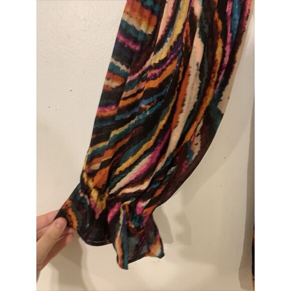 NWT Ninety Clothing Co Pleated women’s blouse XL multi color long sleeve - Picture 4 of 5